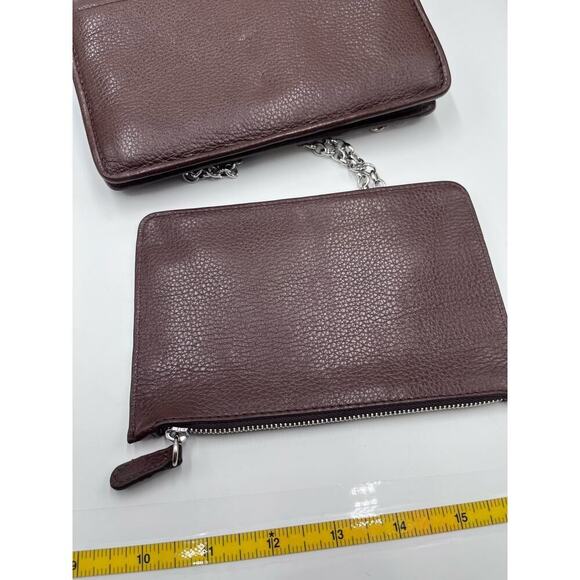 My Flat In London Brown Crossbody Metal Chain Bow Wallet Clutch 48 Charles St - Picture 12 of 12